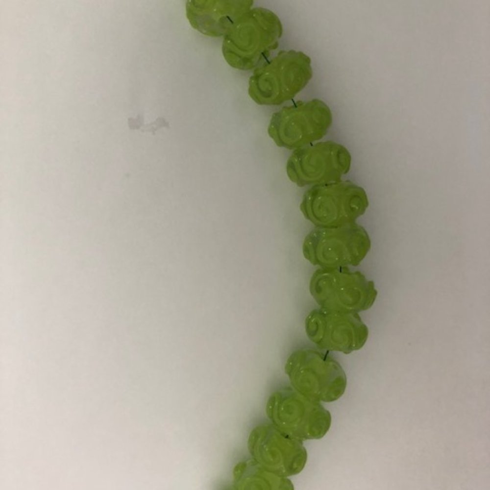 Lime Swirl Lampwork Beads 15 pieces, 10mm